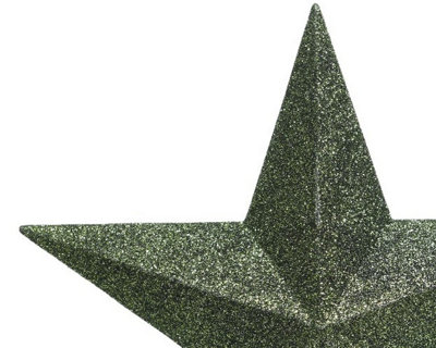 Pine Green Christmas Tree Star Topper Glitter Plastic Tree Decoration 20cm - 4