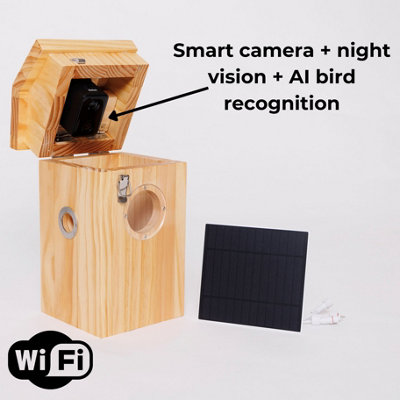Pine smart bird house and Camera with Solar Panel