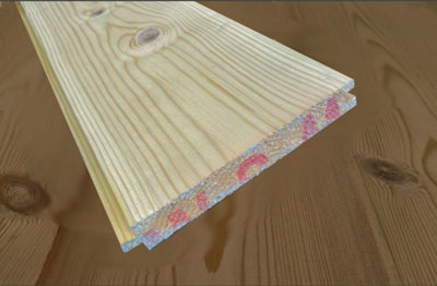 Pine Tongue & groove Floorboard (L)2.1m (W)145mm (T)18mm (pack of 4 lengths)