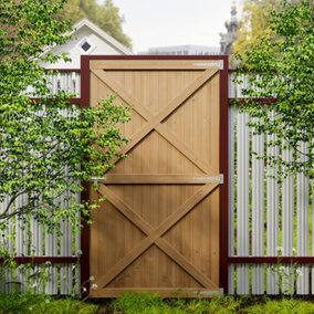 Pine Wooden Garden Gate Side Opening Gate  Pedestrian Side Entry Door with Latch W 85 cm