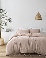 Pineapple Elephant Bedding Afra Cotton Muslin Double Duvet Cover Set with Pillowcases Blush Pink
