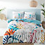 Pineapple Elephant Bedding Ayanna Tropical Floral Cotton Double Duvet Cover Set with Pillowcase Teal