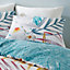 Pineapple Elephant Bedding Ayanna Tropical Floral Cotton Double Duvet Cover Set with Pillowcase Teal