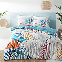 Pineapple Elephant Bedding Ayanna Tropical Floral Cotton Duvet Cover Set with Pillowcase Teal
