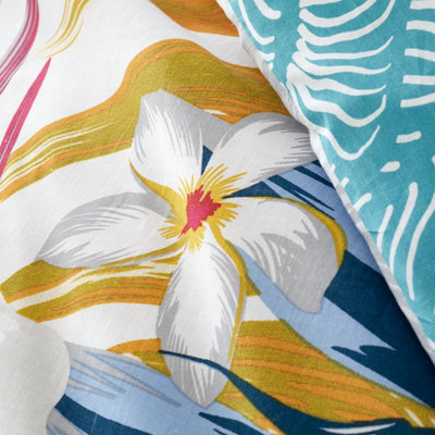 Pineapple Elephant Bedding Ayanna Tropical Floral Cotton King Duvet Cover Set with Pillowcases Teal