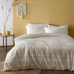 Pineapple Elephant Bedding Cairns Tufted Cotton Jacquard Single Duvet Cover Set with Pillowcases White / Ochre