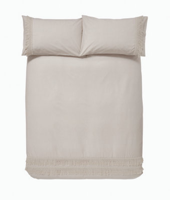 Pineapple Elephant Bedding Izmir Cotton Tassel King Duvet Cover Set with Pillowcase Stone Grey