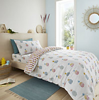 Pineapple Elephant Bedding Kids Ananas Pineapple Cotton Duvet Cover Set with Pillowcases Bright