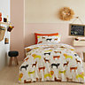 Pineapple Elephant Bedding Kids Khari Animals Cotton Duvet Cover Set with Pillowcases Cream