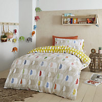 Pineapple Elephant Bedding Kids Minbu Elephant Cotton Duvet Cover Set with Pillowcases Natural