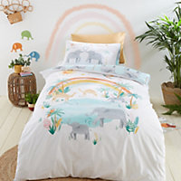 Pineapple Elephant Bedding Kids Paradise Desert Animals Cotton Duvet Cover Set with Pillowcases Pastel