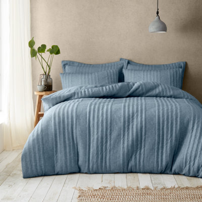 Pineapple Elephant Bedding Tamba Jersey Stripe Duvet Cover Set with Pillowcase Chambray Blue