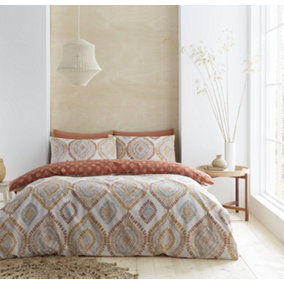 Pineapple Elephant Bedding Ziri Geo Cotton Single Duvet Cover Set with Pillowcase Terracotta