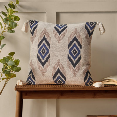 Pineapple Elephant Emir Ikat Cotton 45x45cm Cushion Navy Blue