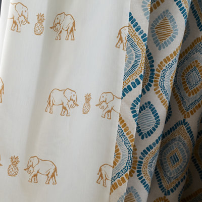 Pineapple Elephant Living Ziri Geo 46x54 Inch Eyelet Curtains Two Panels Teal