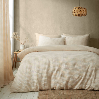 Pineapple Elephant Muscat Waffle Double Duvet Cover Set with Pillowcases Natural