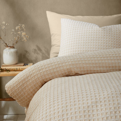 Pineapple Elephant Muscat Waffle Double Duvet Cover Set with Pillowcases Natural