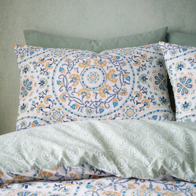 Pineapple Elephant Safiya Mandala Reversible Duvet Cover Set with Pillowcase Green