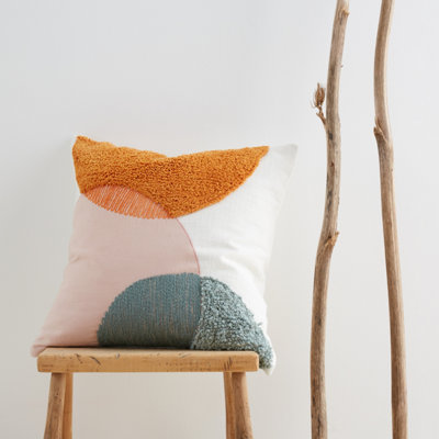 Pineapple Elephant Tufted Semi Circles Cotton Cushion Terracotta