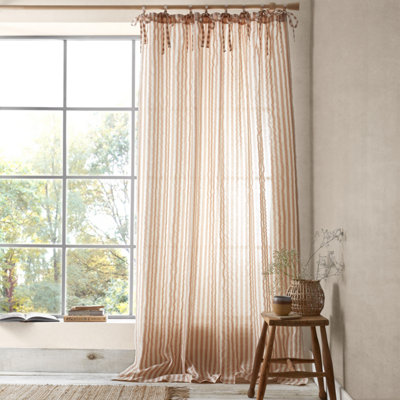 Pineapple Elephant Zanzibar Yarn Dyed Stripe 140x229cm Voile Curtain Panel Clay