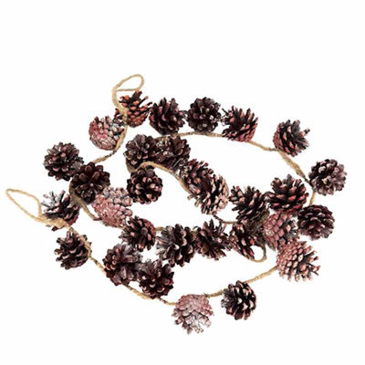 Pinecone Garland - Pinecones/Glitter/Rope - L150 x W150 cm - Red