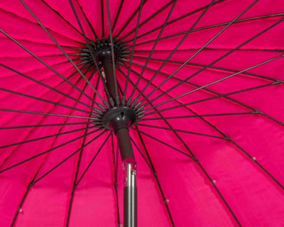 Pink 2.7m Crank and Tilt Shanghai Parasol - H225 x W270 x L270 cm - 5