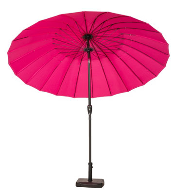 Pink 2.7m Crank and Tilt Shanghai Parasol - H225 x W270 x L270 cm - 9