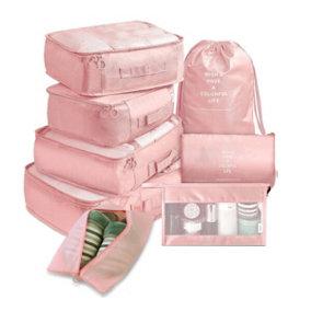 Pink 8 Piece Portable Travel Luggage Set