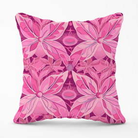 Pink Abstract Floral Design Outdoor Cushion 45cm x 45cm