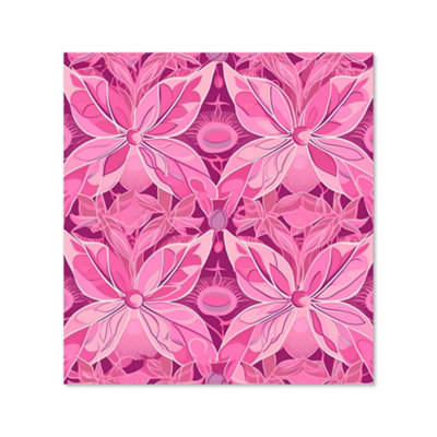 Pink Abstract Floral Design Premium Glass Kitchen Splashback W700mm x ...