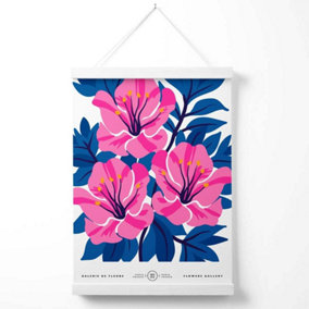 Pink and Blue Cosmos Flower Market Gallery Poster with Hanger / 33cm / White