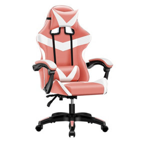 Pink and White Stylish Adjustable Ergonomic Computer Office Desk Gaming Chair
