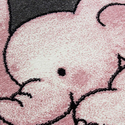 Pink Baby Elephant and Stars Rug - Kids - 160x230cm