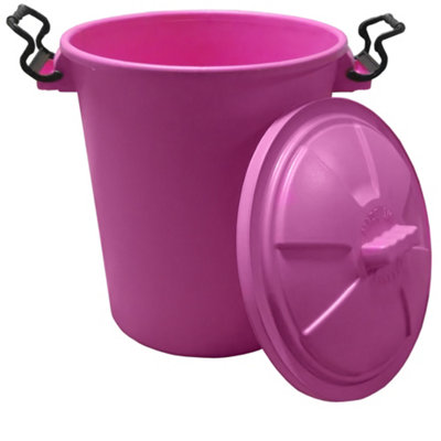 Pink Bin Clip Locking Lid Bin for Waste Bin Storage of Animal Feed Pink ...