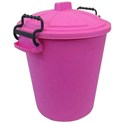 Pink Bin Clip Locking Lid Bin for Waste Bin Storage of Animal Feed Pink ...
