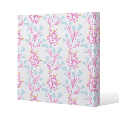 Pink & Blue Flower Design (Canvas Print) / 101 x 101 x 4cm Price Comparisons | Compare The Build