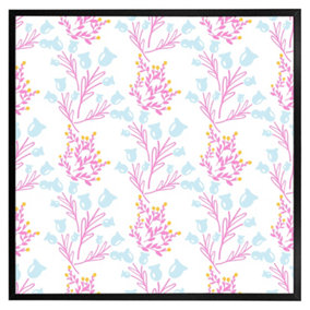 Pink & blue flower design (Picutre Frame) / 30x30" / Brown