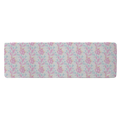 Pink & Blue Flower Design Runner Special Soft Home Rug
