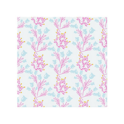 Pink & Blue Flower Design Splash Back designer style