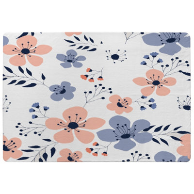 Pink & Blue Flowers Designer Special Soft Home Rug