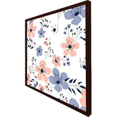Pink & blue flowers (Picutre Frame) / 20x20" / Oak