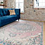 Pink Blue Pastel Traditional Medallion Living Area Rug 190x280cm
