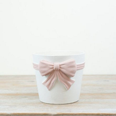 Pink Bow Christmas Planter Pot