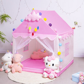 Pink Children's Indoor Princess Castle with Cotton Ball Playhouse Tent