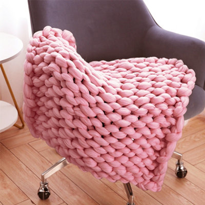 Pink chunky deals knit throw