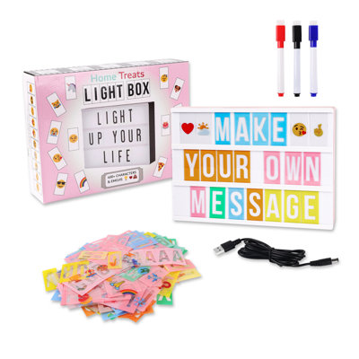 Pink Cinema Light Box with 425 Letters,Emojis, Symbols & 3 Markers