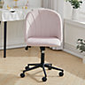 Pink Contemporary Mid Back Office Chair Velvet Upholstery Swivel Office Chair
