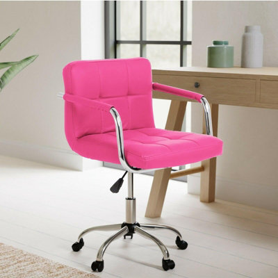 Pink leather desk discount chair