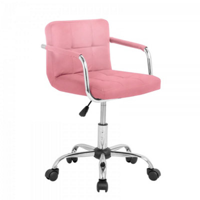 Pink Cushioned Velvet Office Chair with Chrome Legs DIY at B Q