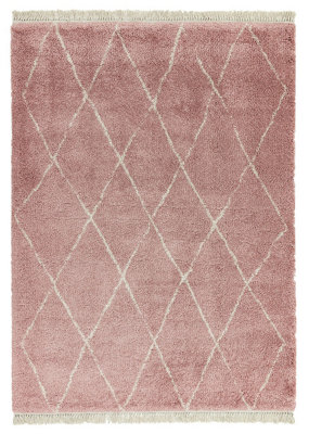 Pink Diamond Shaggy Kilim Luxurious Modern Moroccan Rug For Dining Room-160cm X 230cm